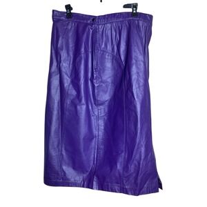 Sue Brett Genuine Leather Skirt Lined ZIPPER Eggplant Size H4 Medium Size 8 Ling